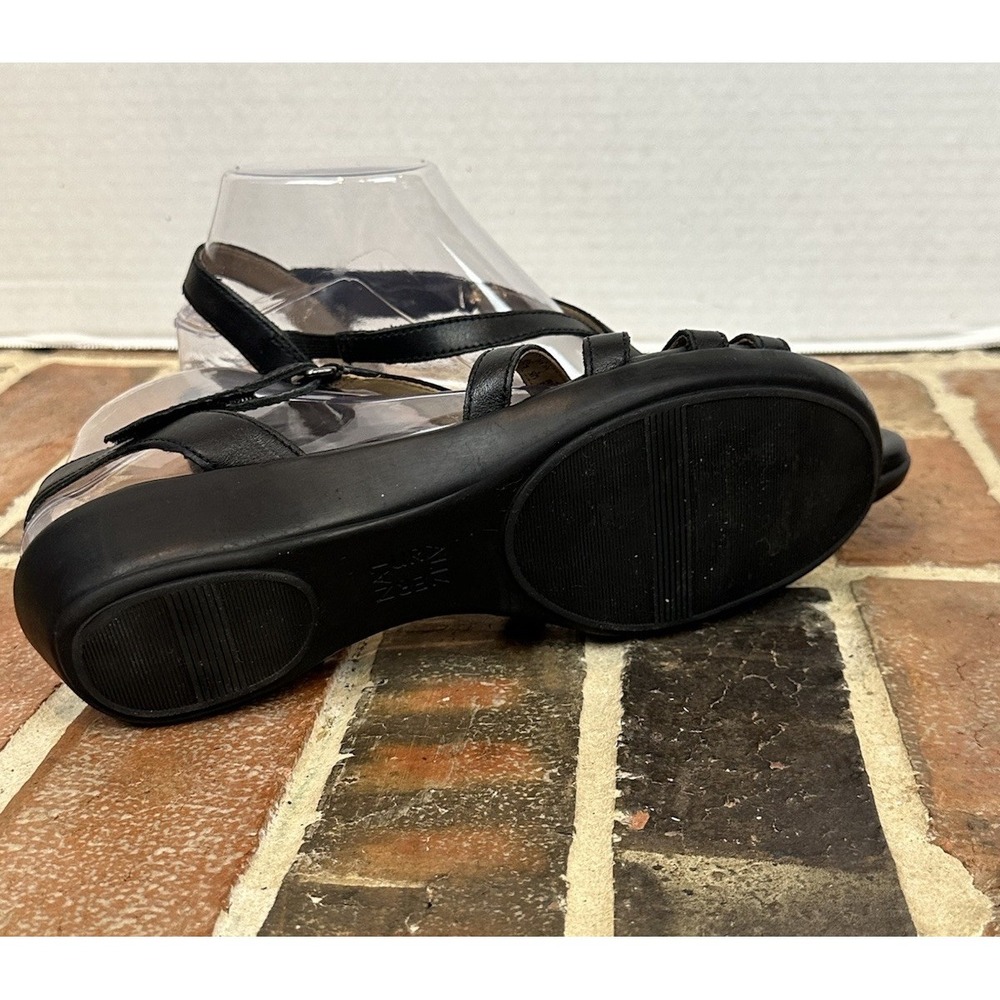 Naturalizer Black Leather Sandals Strappy Low Wedge Heel Women 9 Open Toe - Picture 5 of 5